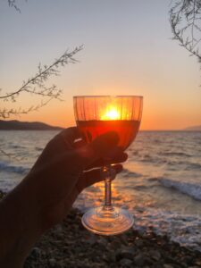 Sunset and Knidos wine