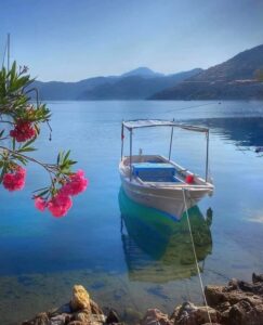 Mesudiye Datca small boat and oleander 

